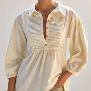 NWT Pilcro Pintucked Puff-Sleeved Top Size Small